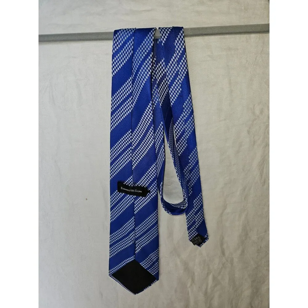 ERMENEGILDO ZEGNA Lot of 2 Ties 100% Silk Squares and Diamonds Duo
